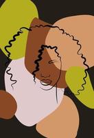 An abstraction set with a face and hands. Vector illustration of the face of an African woman with a turban. In a minimalistic abstract style.