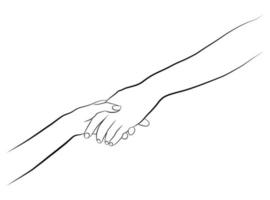 Holding hands. Palms in one line. Hands on a white isolated background. vector