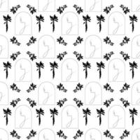 A continuous line drawing with a female face, leaves. Vector seamless pattern. Linear background of nature. The concept of fashion, minimalism. Modern design. Abstraction.