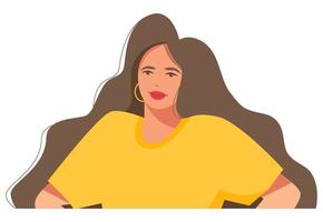 Portrait of a girl with long hair. Avatar for a social network. Student. A beautiful and happy young woman. vector