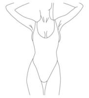 Feminine body shapes. A girl in a swimsuit of one line. Female silhouette in a modern one-line style. A design element for advertising cosmetics, posters. vector