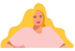 A woman is talking. Portrait of a young beautiful girl talking, saying something. Expression of opinion, the concept of communication. vector