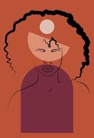 retrato abstracto de una mujer africana en un estilo minimalista. cartel de arte de pared de mujer. formas geométricas. vector
