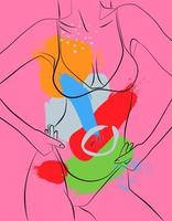 un simple póster elegante y positivo para el cuerpo. hermosa ilustración de la línea de un cuerpo femenino seductor. figura femenina lineal minimalista. vector
