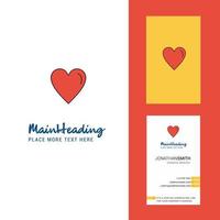 logotipo creativo de corazón y vector de diseño vertical de tarjeta de visita