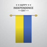 Ukraine Independence day hanging flag background vector