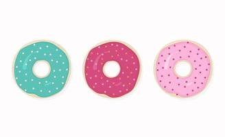 flat illustration with set of three donuts vector