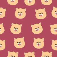 Seamless pattern with happy smiling dog on pink background vector