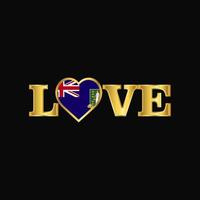 Golden Love typography Virgin Islands UK flag design vector