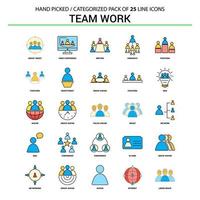 Team Work Flat Line Icon Set Business Concept Icons Design vector