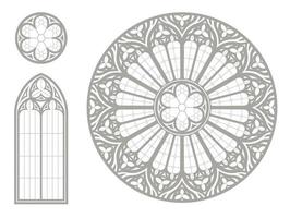 Medieval Gothic stained glass round window texture vector