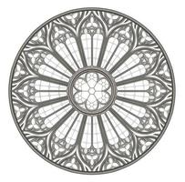 Medieval Gothic stained glass round window texture vector