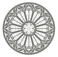 Medieval Gothic stained glass round window texture vector