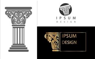 Vector template for a brand logo with a capital of an ancient column