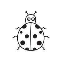 Cute ladybug. Doodle style. Vector illustration. Insect on a white background.