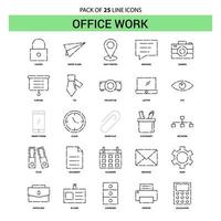 Office work Line Icon Set 25 Dashed Outline Style vector