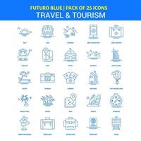 Travel and Tourism Icons Futuro Blue 25 Icon pack vector