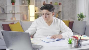 Obese child lack of concentration. The child, who cannot concentrate on the lesson, wants to eat. video