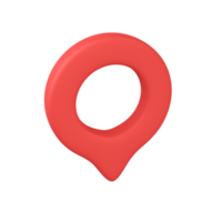 pin rojo para señalar el destino en el mapa. ilustración 3d