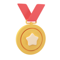 medalha de ouro 3d com uma estrela no meio prêmios por vitórias em eventos esportivos png