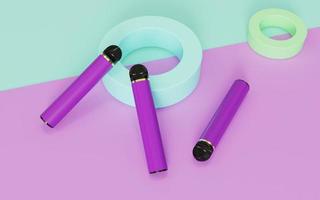 Purple disposable electronic cigarette light purple light blue minimalist background photo