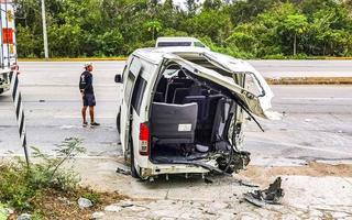 Playa del Carmen Quintana Roo Mexico 2022 Crass dangerous tourist van accident Playa del Carmen Mexico. photo