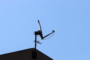 High antenna for emitting and receiving radio waves. photo