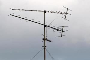 High antenna for emitting and receiving radio waves. photo