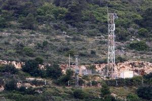 High antenna for emitting and receiving radio waves. photo