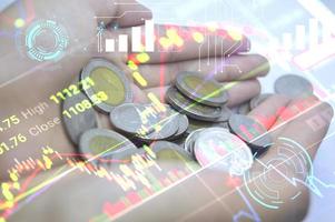 The concept of finance is controlled. Artificial intelligence and very fast communication. photo