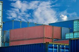 Image of large shipping containers stacked on top of each other. photo