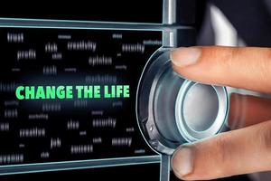 man choosing change the life button photo