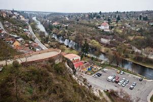 City of Znojmo in the South Moravian region in the Czech Republic. View of the parking under castle on the hillside. photo