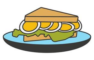 Display egg sandwich on a plate vector icon for apps or websites