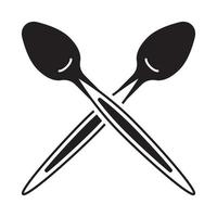 Crossed spoons flat vector icon for apps and website