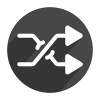 Shuffle playback or random playlist flat vector icon for apps and websites.