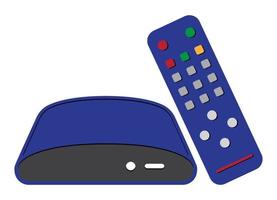 Flat color icon digital media player setup box with remote controller for apps and websites vector