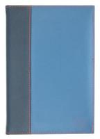 blue leather notebook isolated on white background photo