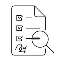 Line art vector icon of scientific research with signature for apps and websites