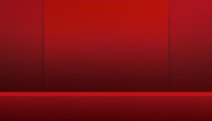 Red Background Empty Room Studio with shelf.Red Gallery Room with Copy Space, Minimal Design for Backdrop Shooting for Products Presentation,Valentines day,CHinese New Year,Christmas holiday promotion