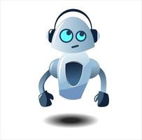 bot de chat divertido con auriculares. servicio de soporte de voz. asistente virtual. ai. ayudante en línea. vector