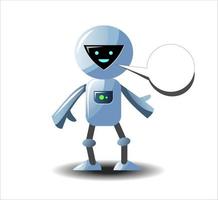 robot de chat sonriente con una burbuja de diálogo aislada. robot de charla soporte virtual inteligencia artificial. asistente de mensajeros en línea en los sitios. servicio de soporte de voz. vector