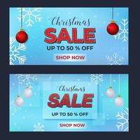 Christmas sale banner background  with snowflake and balls vector