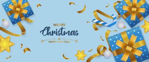 Merry Christmas and Happy New Year. Christmas banner background with decorations vector