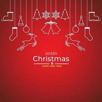 Merry Christmas and Happy New Year. minimal flat design with Christmas elements vector