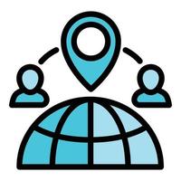 Global location governance icon outline vector. Business company vector