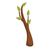 Green leafs tree branch icon, cartoon style vector