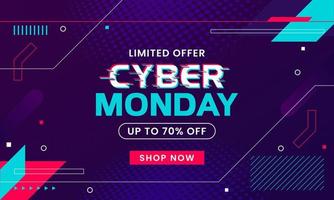 Cyber Monday Sale abstract background. For advertising poster or banner design with blue purple retro futuristic memphis style background vector