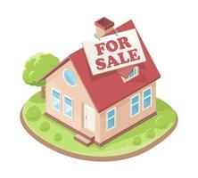 house for sale simple isometric dream warm general home  illustration concept isolated on white background vector