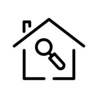 House line icon illustration with search. suitable for home search icon. icon related to real estate. Simple vector design editable. Pixel perfect at 32 x 32